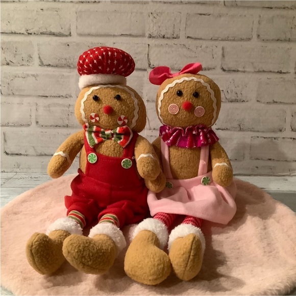 Plush Christmas Gingerbread Boy and Girl Shelf Sitting - Picture 3 of 4